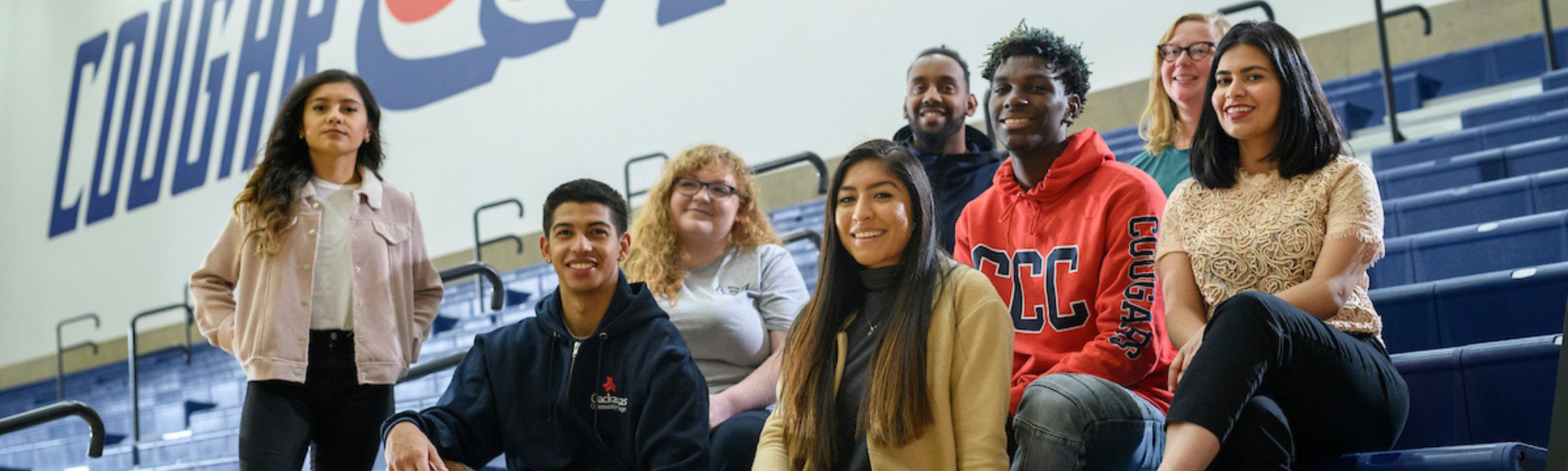 CCC students on bleachers